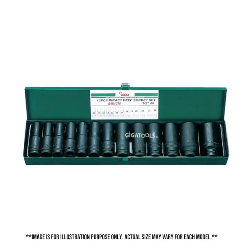 13 piece 1 2 drive impact deep socket set premium hans tools