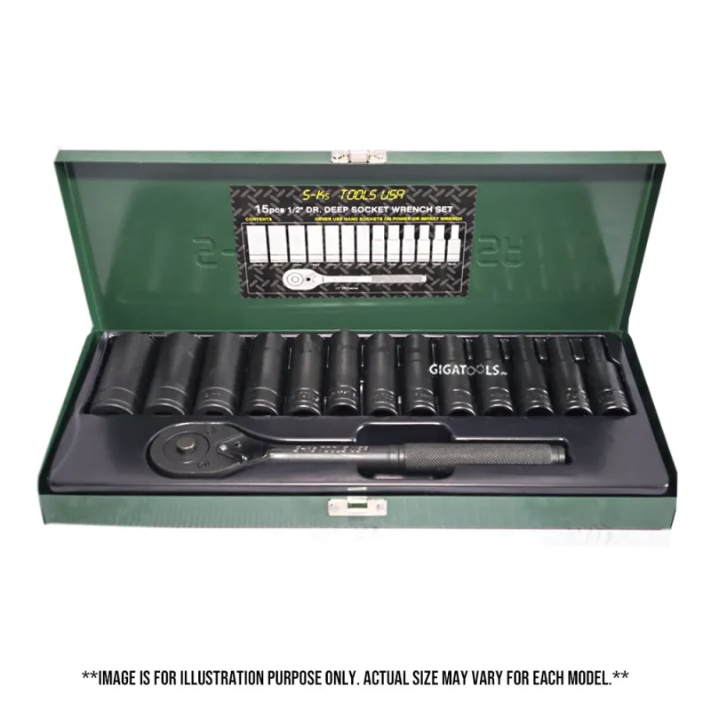 15pc 1 2 dr deep socket set s ks tools usa black finish