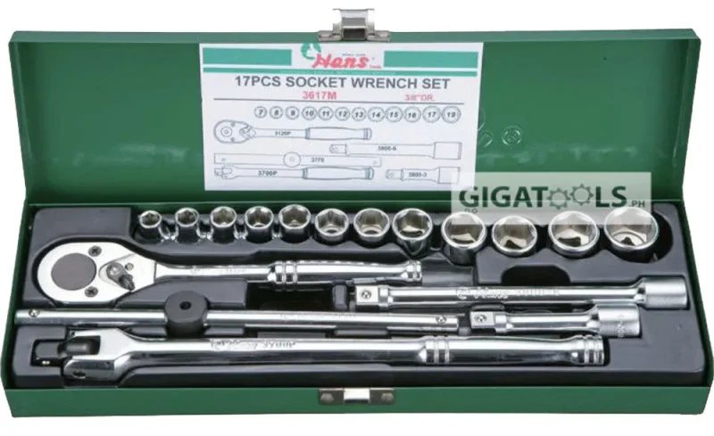 3 8 drive 17 pc 6 point socket set heavy duty wrench 1 4 7 8