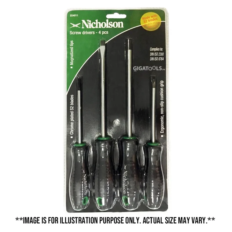 4 piece nicholson screwdriver set ss4011 precision tools