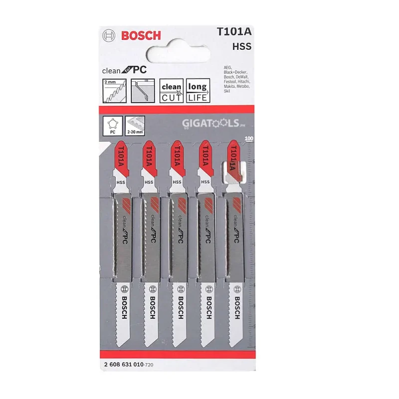 5 pack bosch t101a jigsaw blades for acrylic perspex 2 20mm