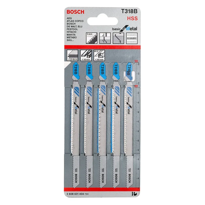 5 pack bosch t318b jigsaw blades for 2 5 6mm metal cutting