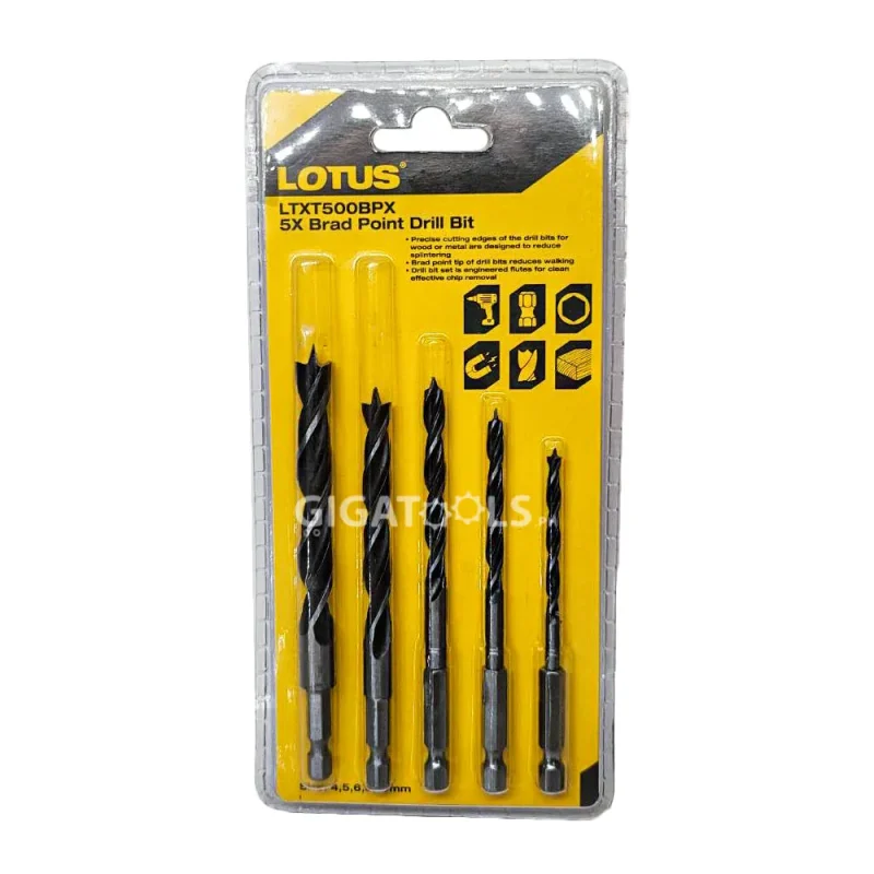 5 piece brad point drill bit set 4 10mm lotus