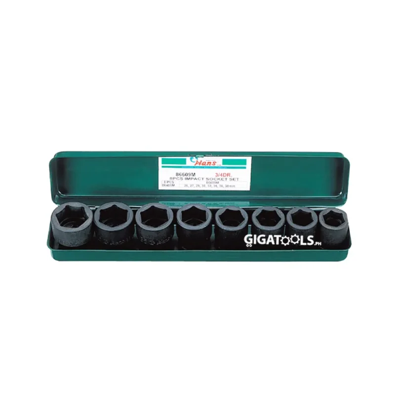 8 piece 3 4 impact socket set by hans tools 86609m