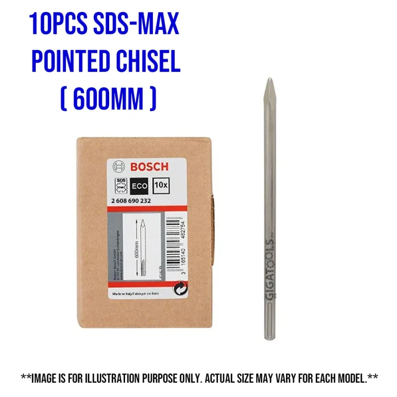 bosch 10 piece sds max 600mm pointed chisel set