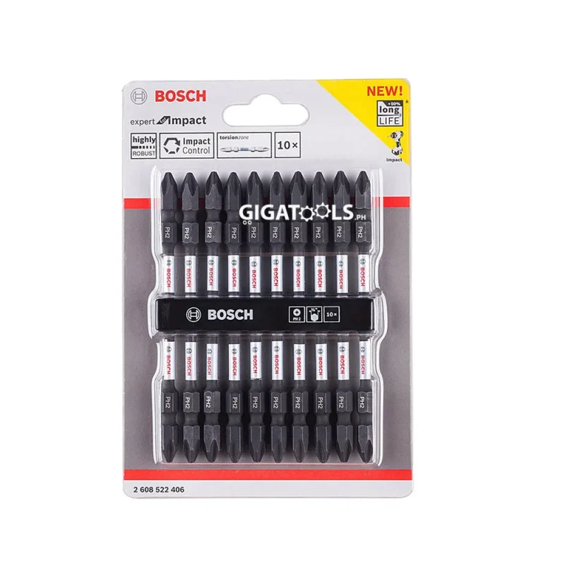 bosch 110mm magnetic ph2 double ended screwdriver bits 10 pack 2608522406