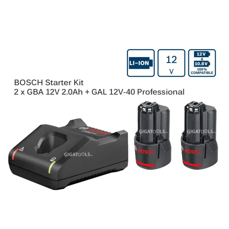 bosch 12v lithium battery starter kit with charger