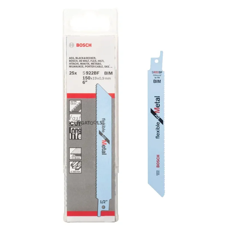 bosch 25 piece s922bf flexible reciprocating saw blades for metal