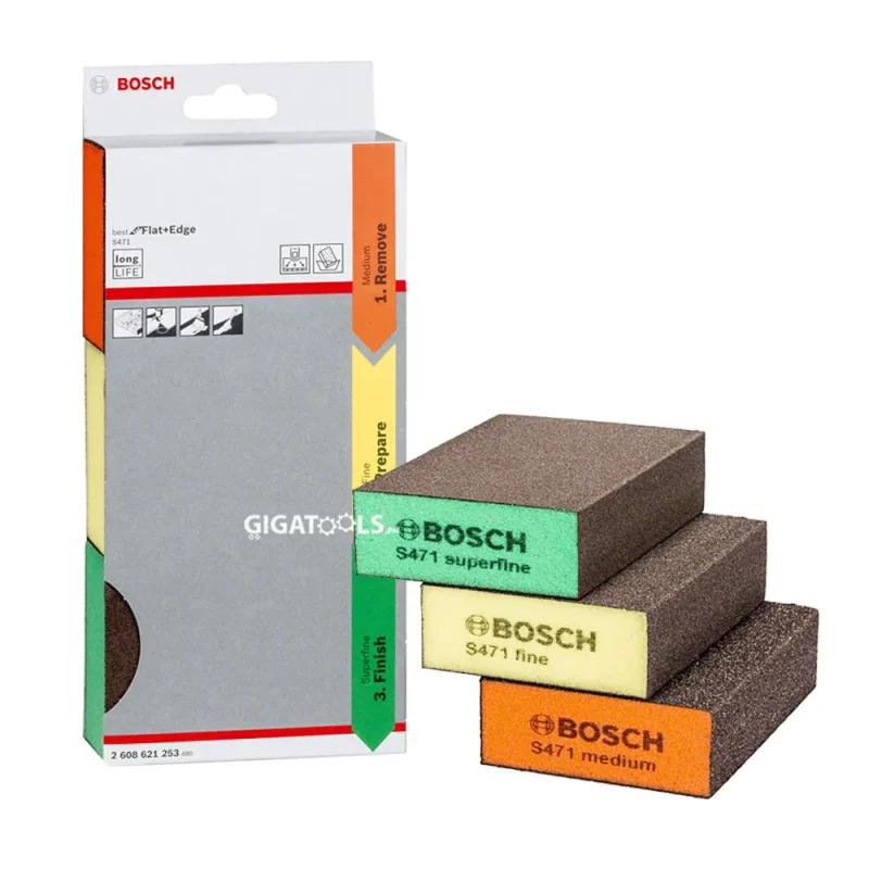 bosch 3 piece foam sanding pad set for flat edge surfaces