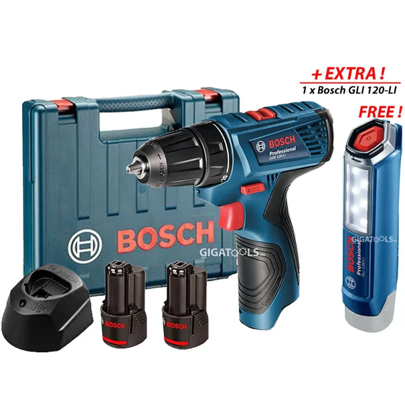 bosch cordless drill led torch combo kit gsr 120 li gli 120 li