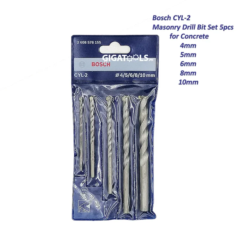 bosch cyl 2 5 piece masonry drill bit set 4mm 10mm