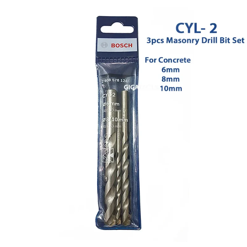 bosch cyl 2 masonry drill bit set 3pcs 6mm 8mm 10mm