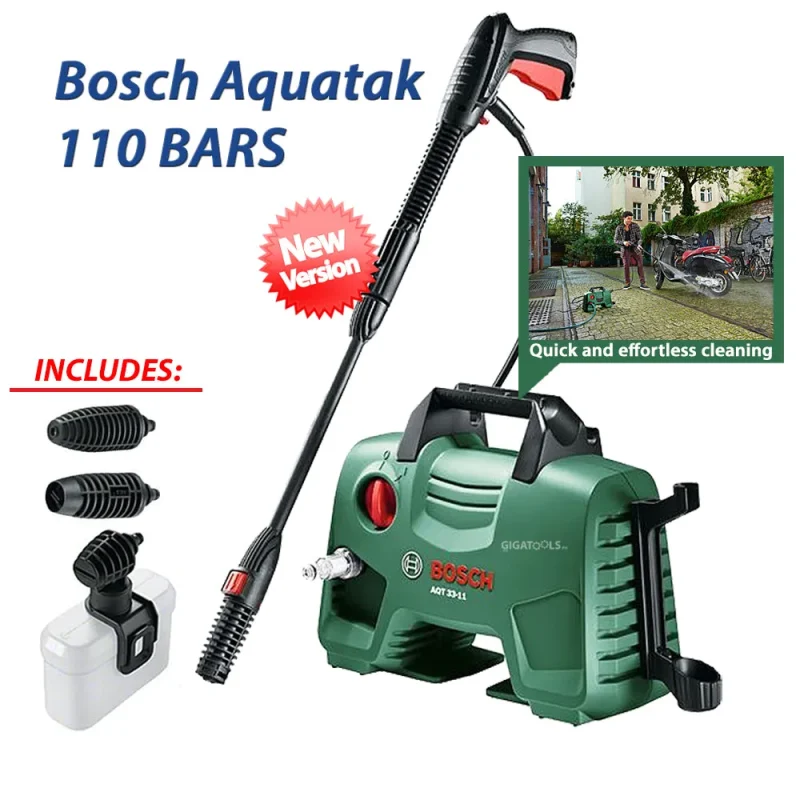 bosch easy aquatak 110 bars pressure washer car wash kit