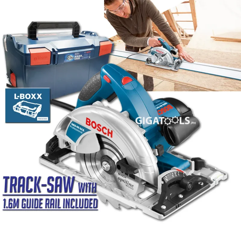 bosch gks 65 gce track saw with 1 6m guide rail 1800w discontinued