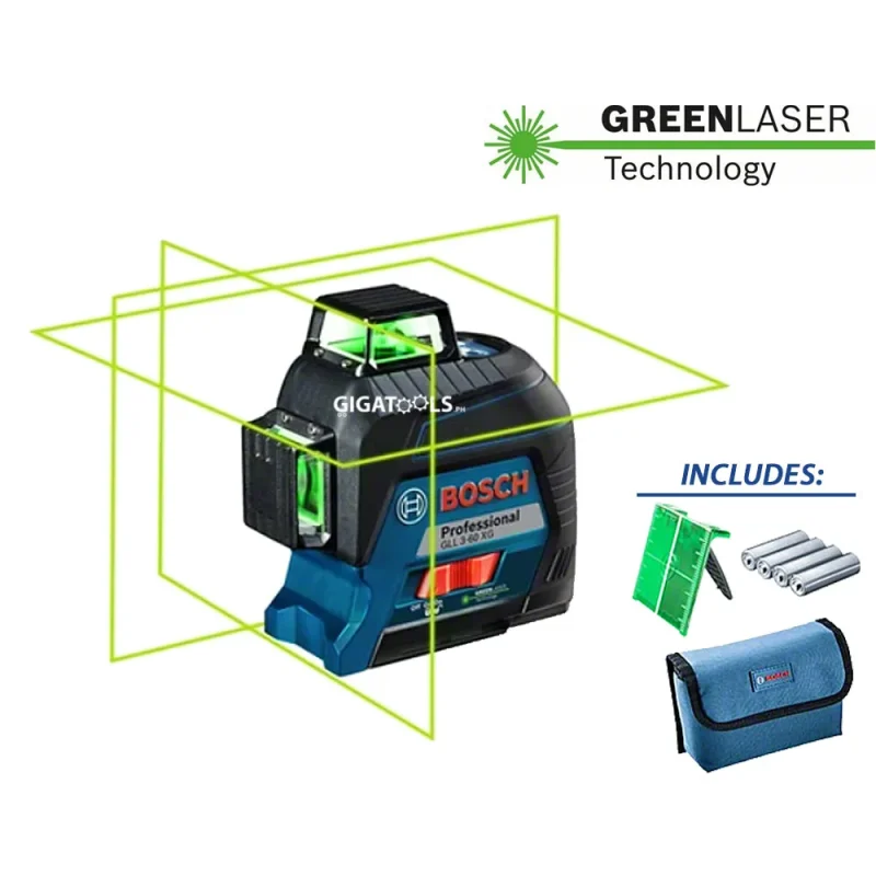 bosch gll 3 60 xg green line laser all round leveling solution