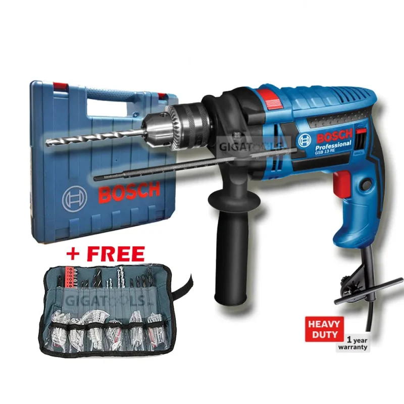 bosch gsb 13 re 650w impact drill kit with 100pc accessories