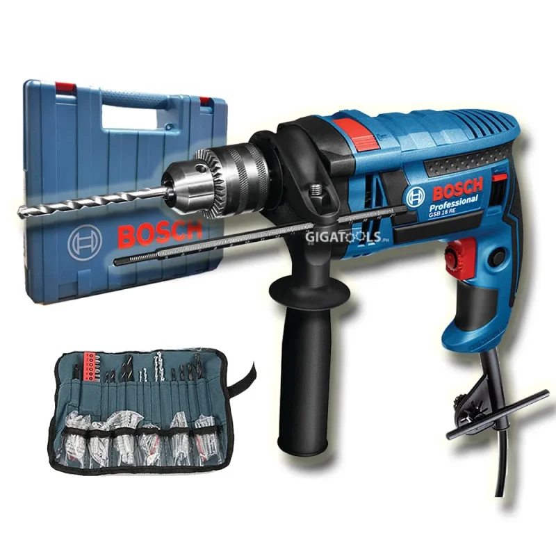 bosch gsb 16 re 16mm 750w hammer drill 100pc accessory set