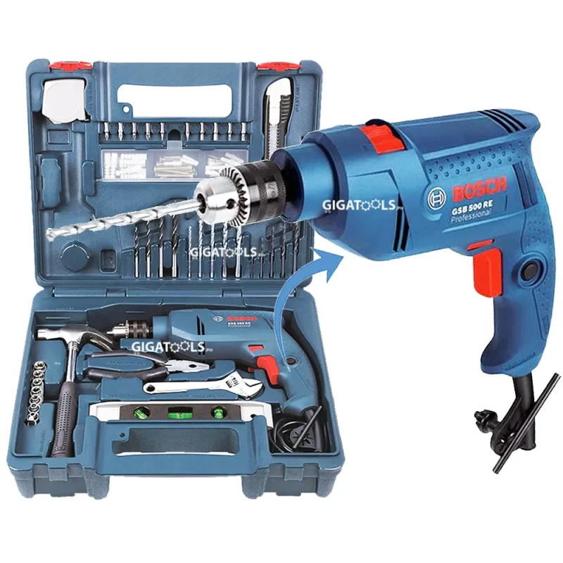 bosch gsb 500 re 500w hammer drill tool kit 10mm