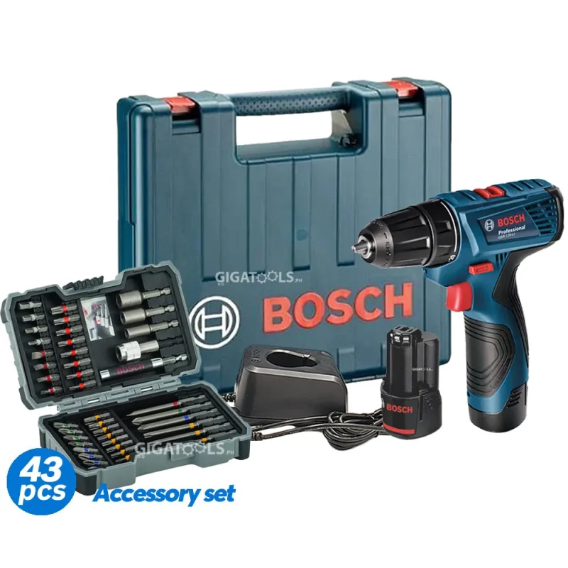 bosch gsr 120 li 12v cordless drill kit with 43pcs accessories