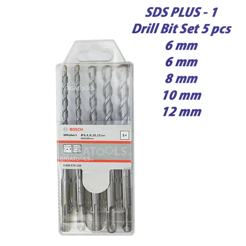 bosch sds plus 5 piece concrete drill bit set 6mm 8mm 10mm 12mm 2608579120