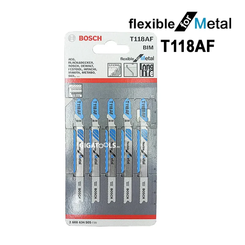 bosch t118af flexible jigsaw blade set for metal 5pcs