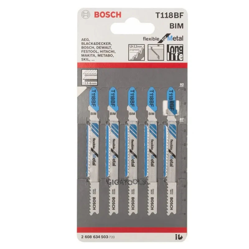 bosch t118bf 5 piece flexible jigsaw blades for metal