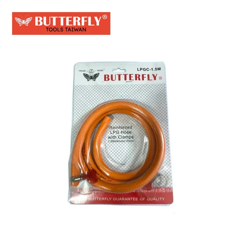 butterfly reinforced lpg hose with clamps 1 5m taiwan