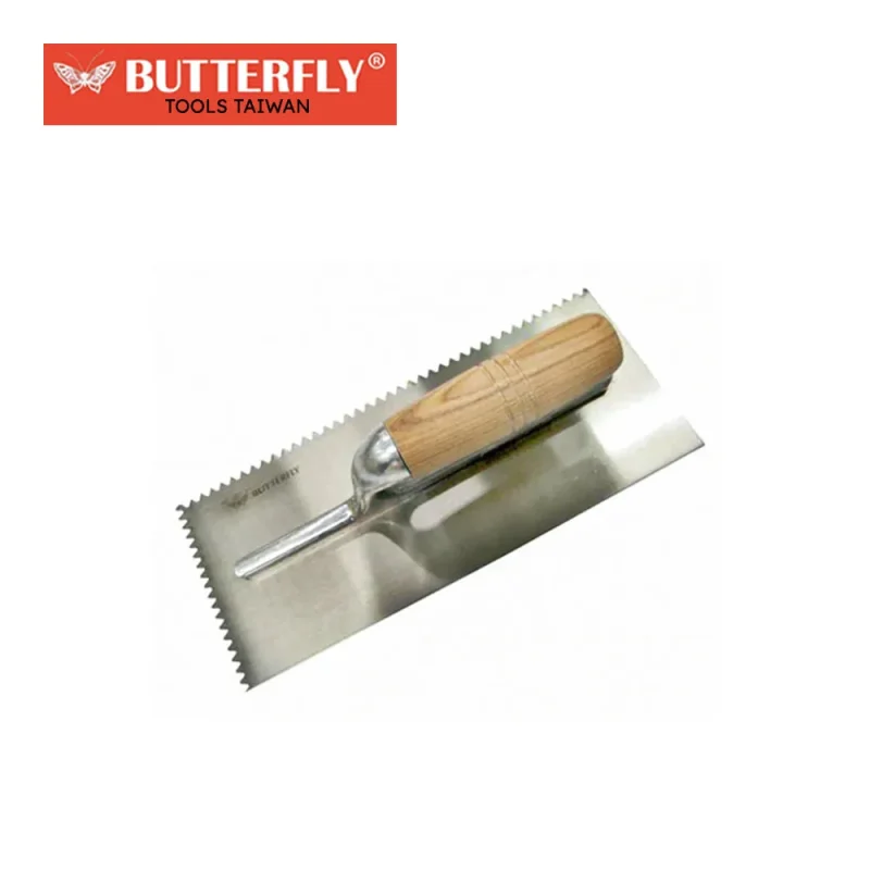 butterfly wood handle plastering trowel with teeth 382 11 taiwan made