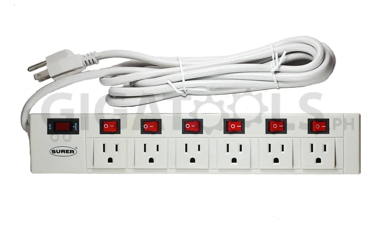 compact multi outlet power tap w individual switches