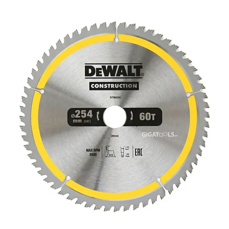 dewalt 10 60t circular saw blade 254mm dt90250