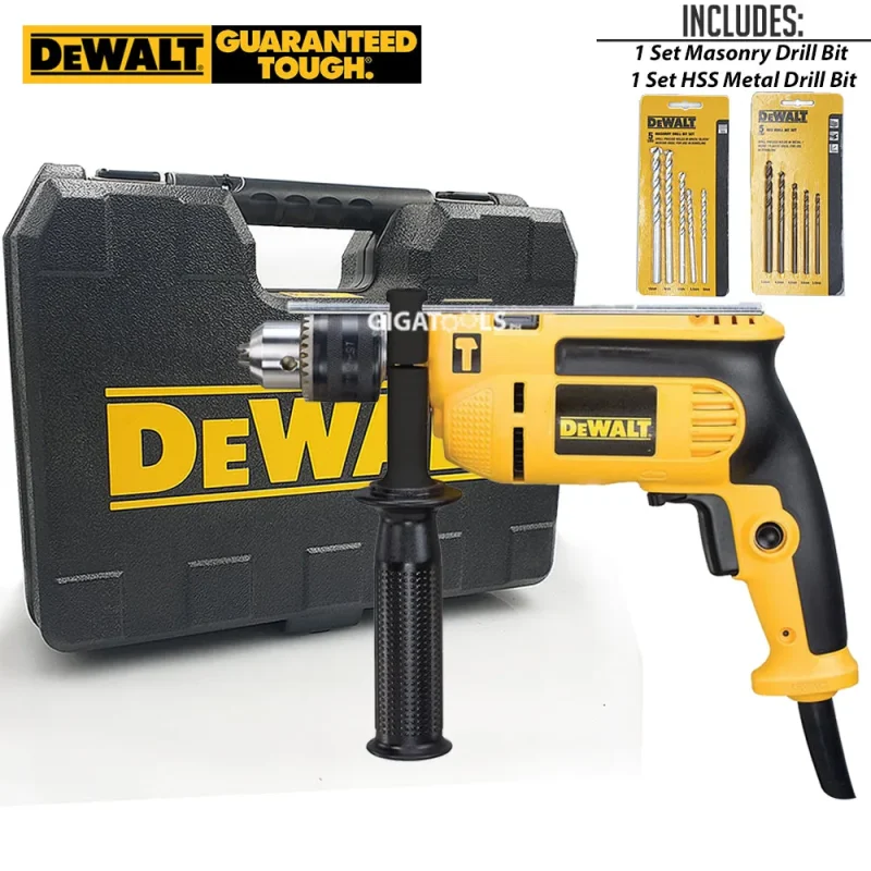 dewalt dwd024k 650w hammer drill with 10pc drill bits set