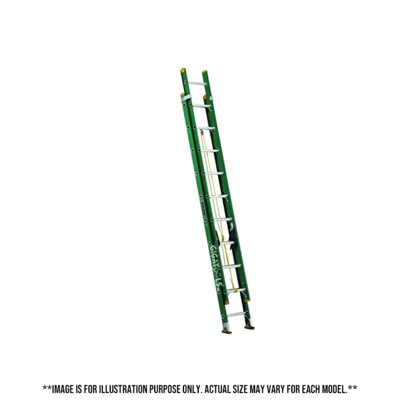 green fiberglass extension ladder made in usa