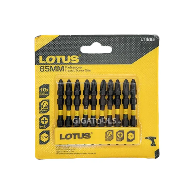 lotus ltib65 10 piece ph2 impact screw bit set 65mm