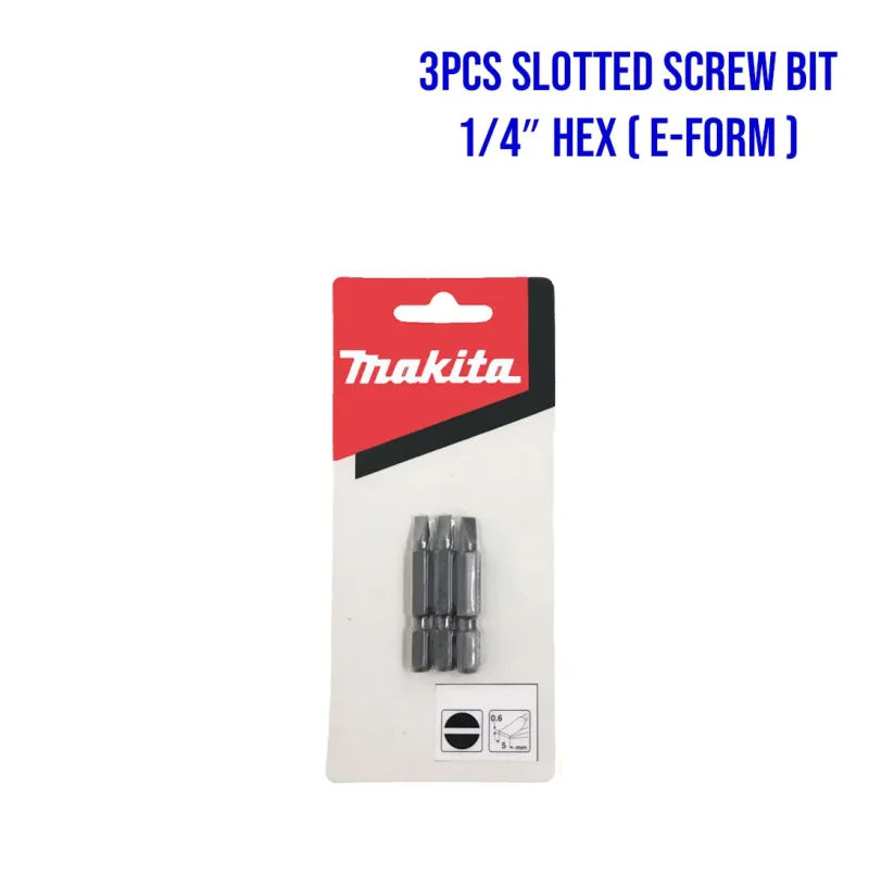 makita 1 4 hex slotted screw bit set 3 piece e form compatible