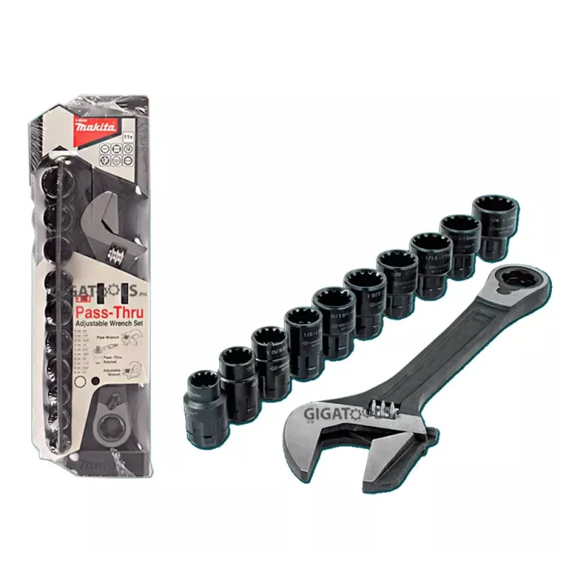 makita 11 piece pass thru wrench set b 65458 high quality tool kit