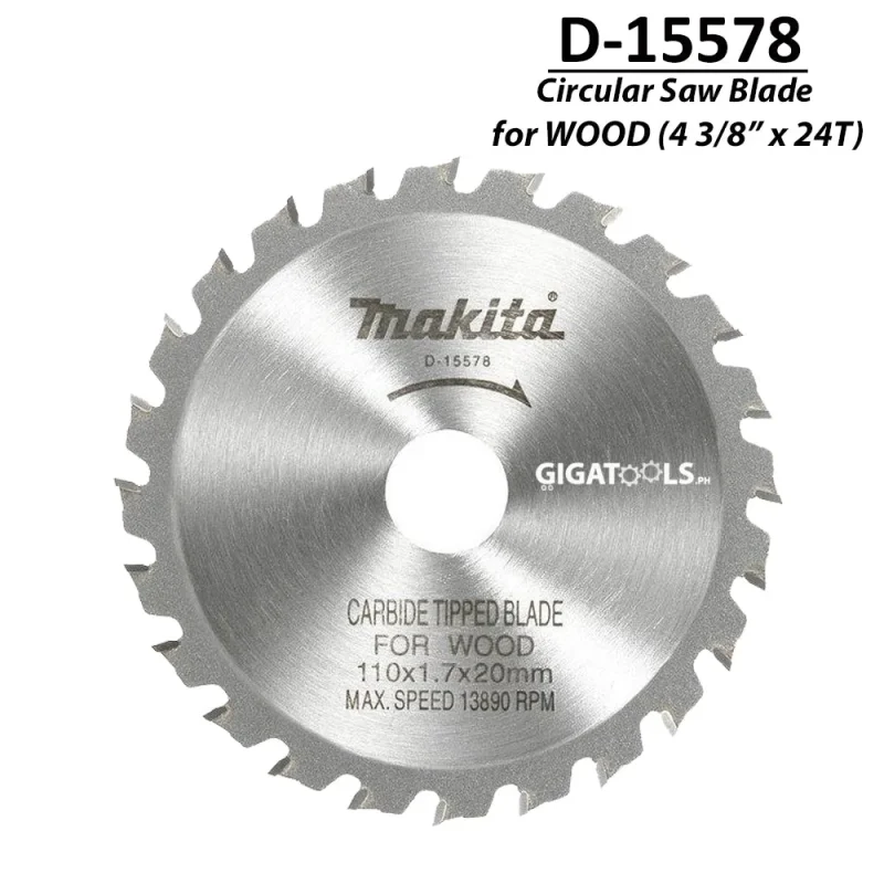 makita 110mm tct circular saw blade 4 3 8 x 24t d 15578 for wood cutting