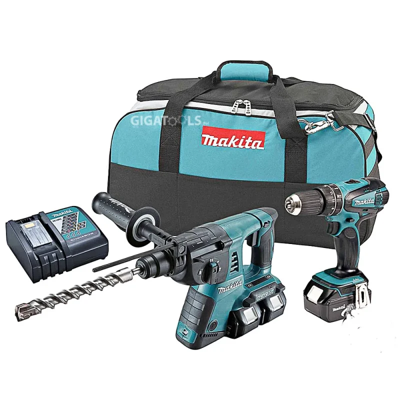 makita 18v lxt li ion cordless combo kit dhp456 1 2 dhr263 2 5 hammer drill