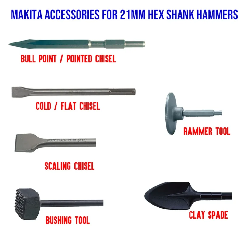 makita 21mm hex shank chisel set for hammers