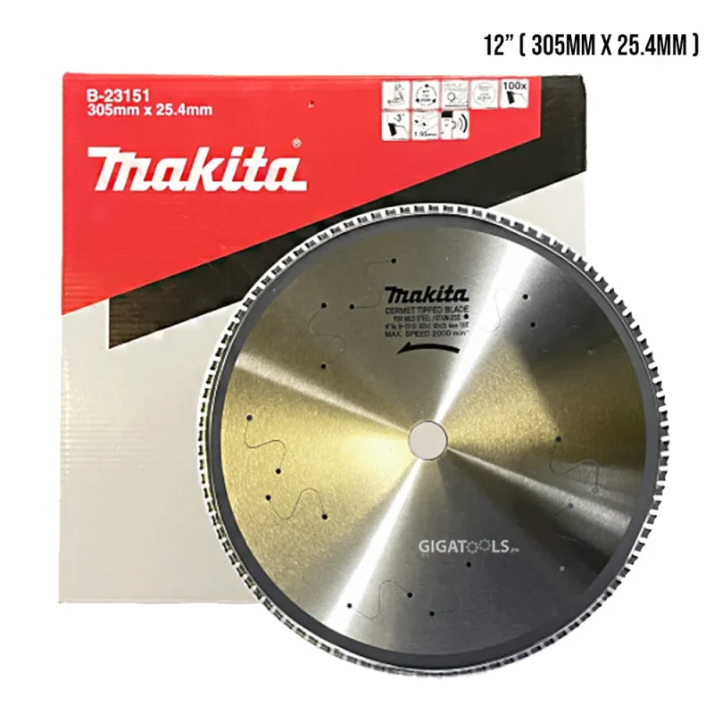 makita 305mm x 25 4mm 12 x 100t circular saw blade for stainless mild steel