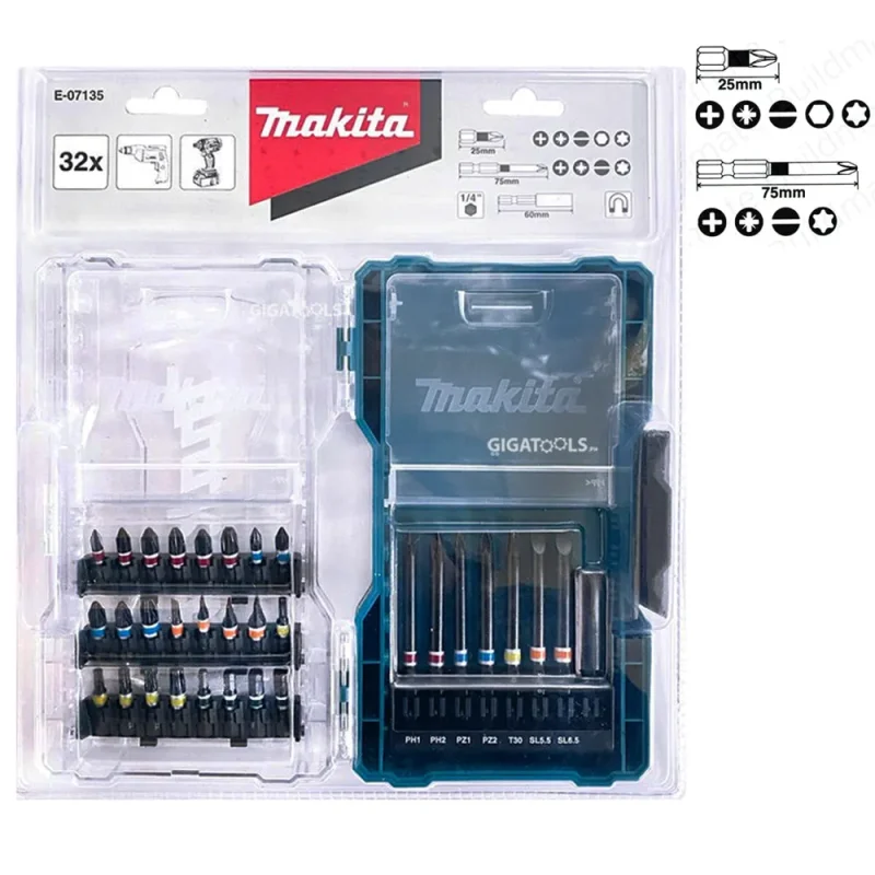 makita 32 piece impact screw bit set e 07135