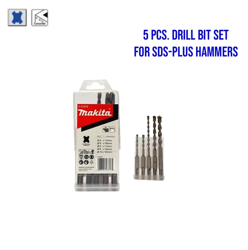 makita 5 piece tct masonry drill bit set for sds plus hammers