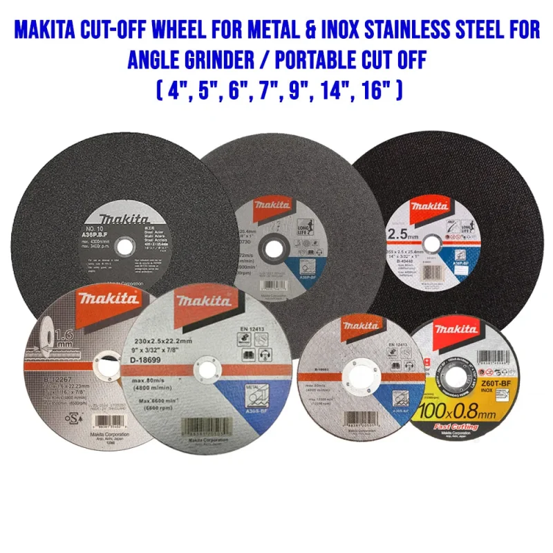 makita abrasive cutting discs for metal stainless steel grinders fits 4 5 6 7 9 14 16 inch