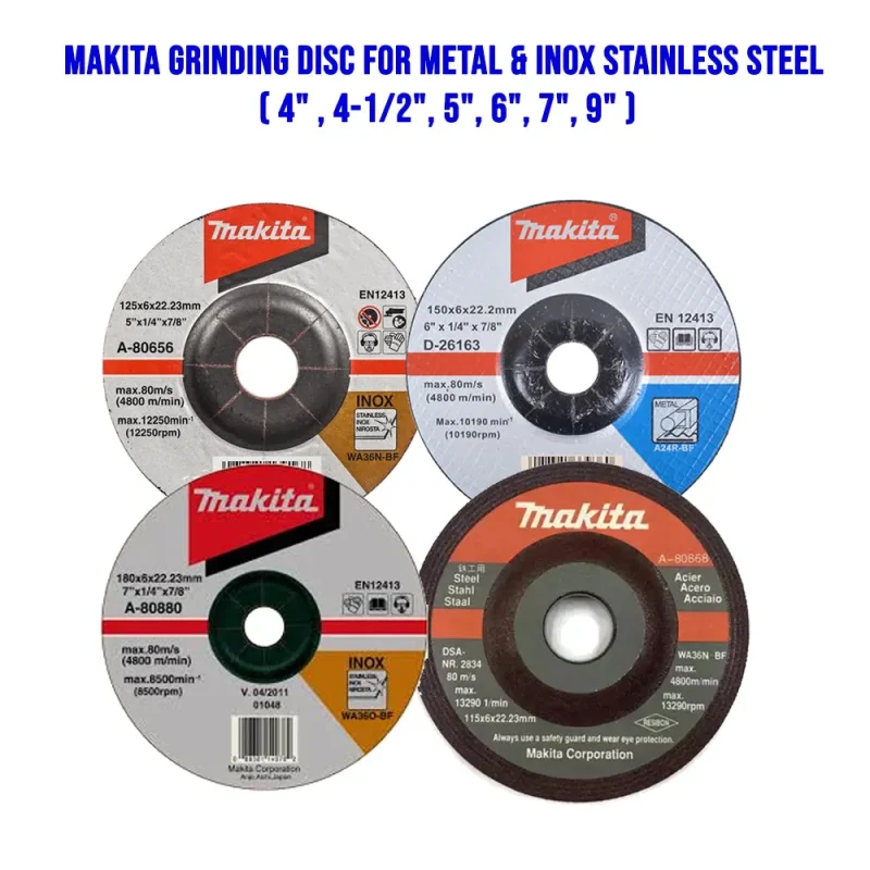 makita metal stainless steel grinding discs 4 to 9 sizes