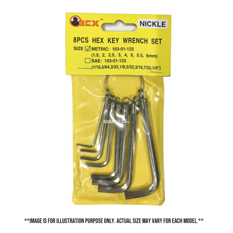 orex chrome hex key allen wrench set