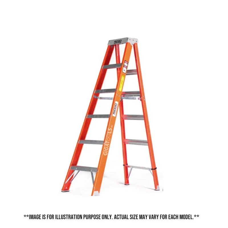 ridgid fiberglass step ladders with protop orange