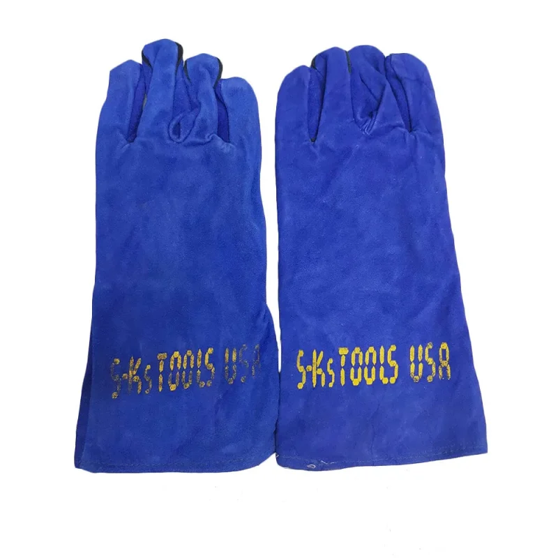 s ks 14 blue cowhide leather welding gloves