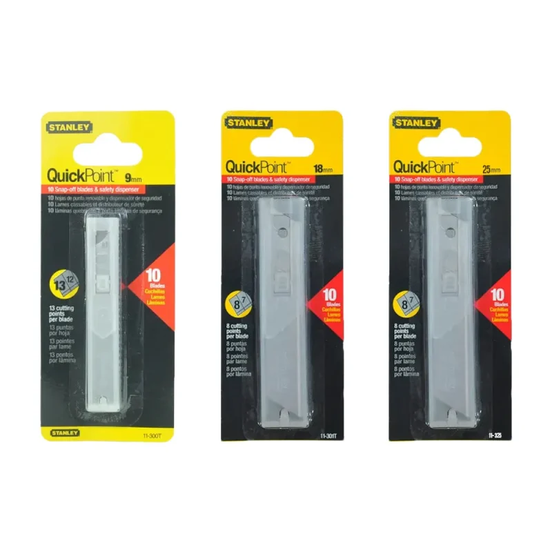 stanley 10 piece knife cutter blades set 9mm 18mm 25mm