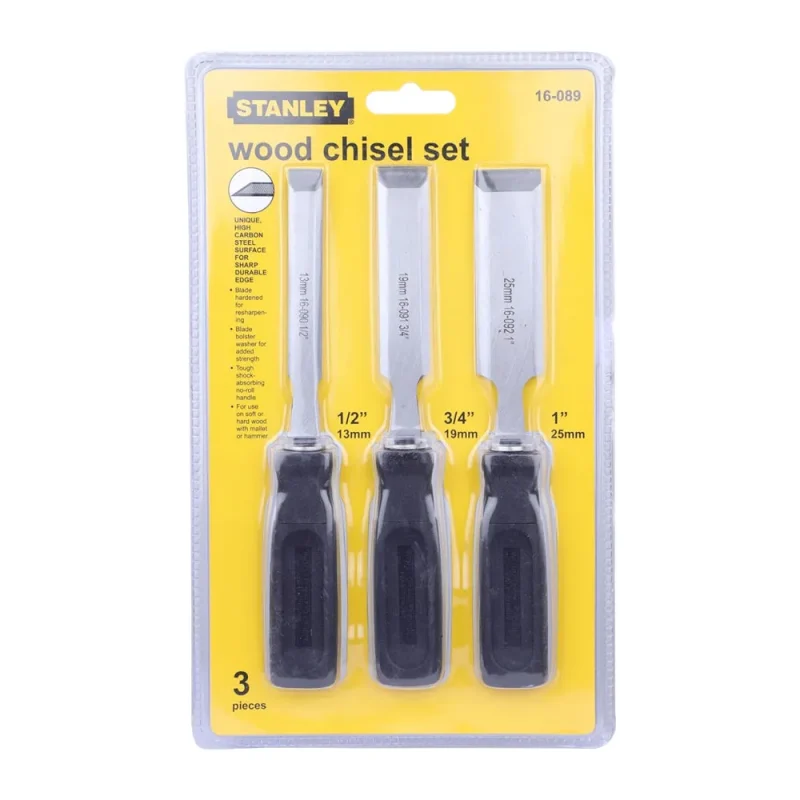 stanley 3 piece black wood chisel set 16 089 precision cutting tools