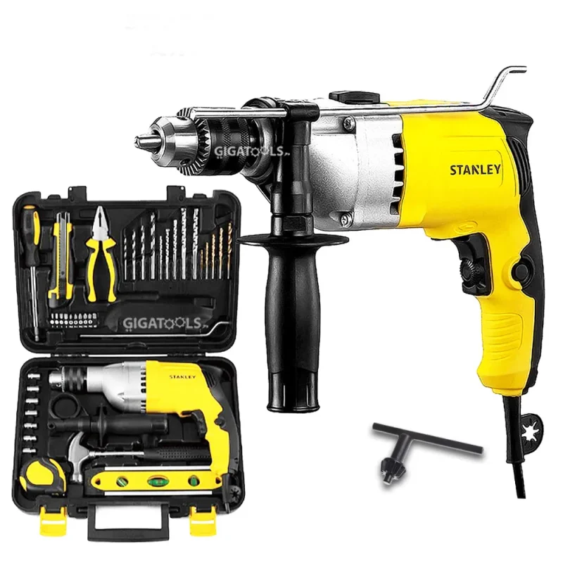 stanley st7213v 800w hammer drill driver kit 13mm bits hand tools