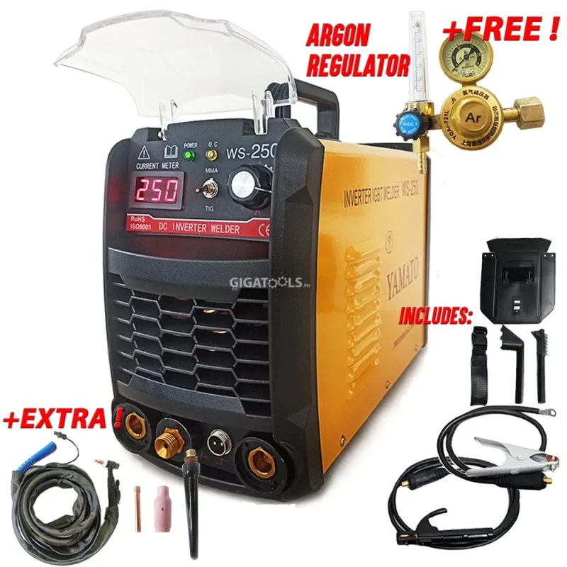 yamato ws 250 dual tig mma welder free argon regulator